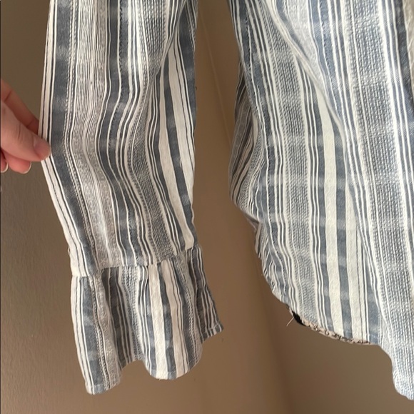 Roxy moon sapphire off the shoulder smocked 3/4 sleeve blouse - Picture 3 of 5